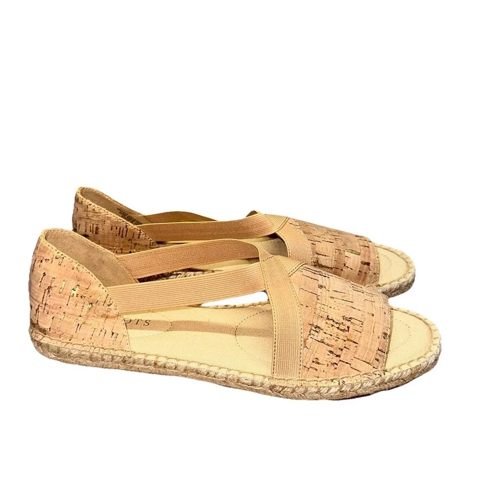 NWOB Talbots Ilyssa Elastic‎ Cork Espadrille Flats Strappy Sandals Women's 9 $99